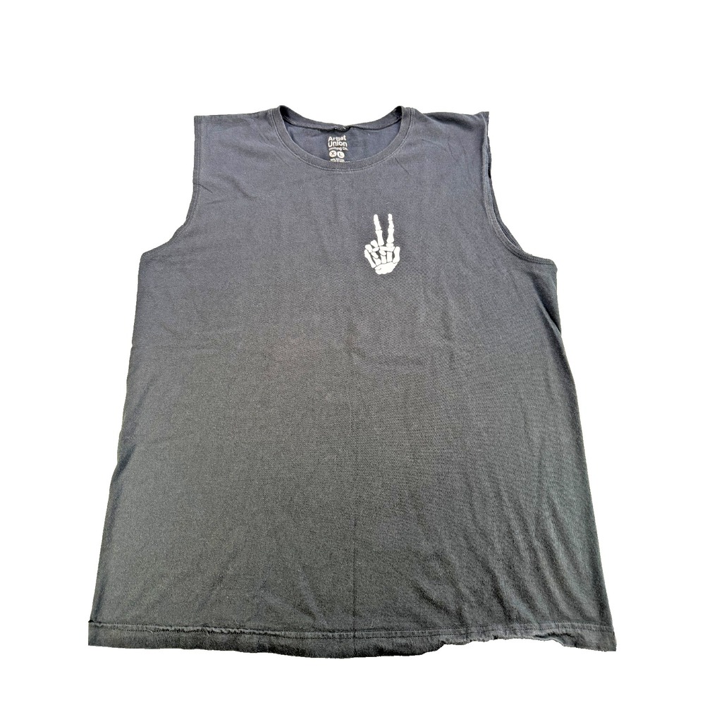 Artist Union Skeleton Peace Sign Muscle Tank Sleeveless Black XL Gothic